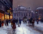 Place de l'Opera in Winter - 爱德华·科尔特斯